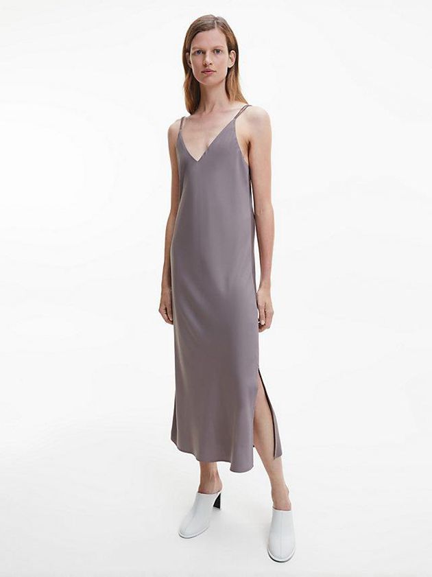 Calvin Klein USA Slim Midi Slip Womens Dress Grey 8524307-UH